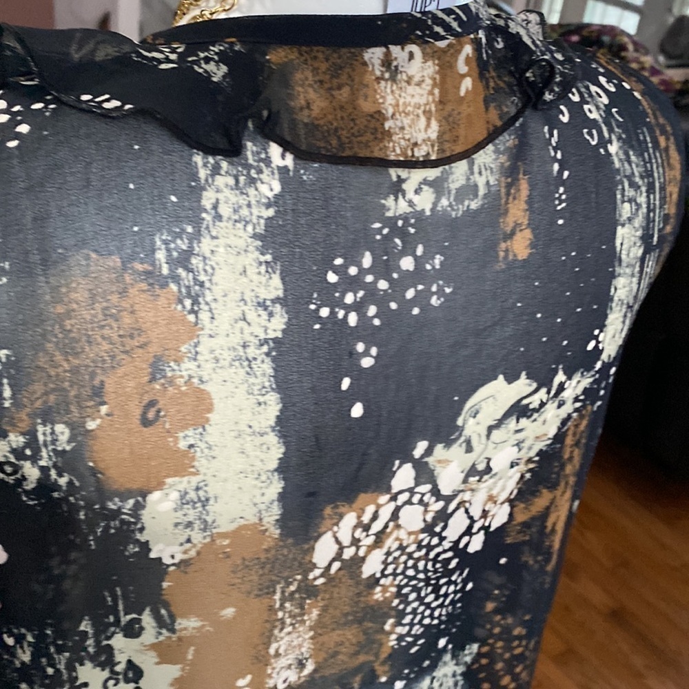 Cabi  Gray & Brown Burst Incandescent Sleeveless Top - Sz M EUC - Picture 11 of 13